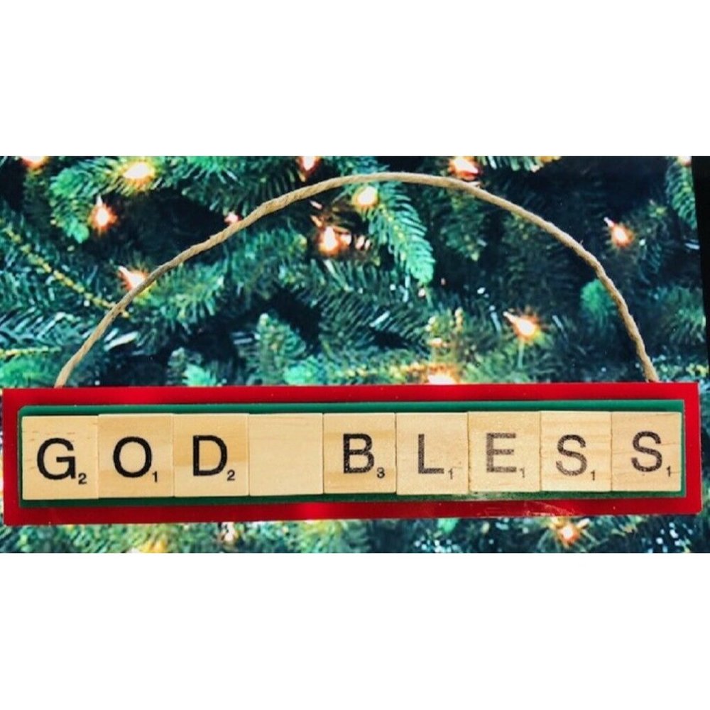 God Bless Innovate Dream Christmas Ornament Scrabble Inspire Believe God Angel